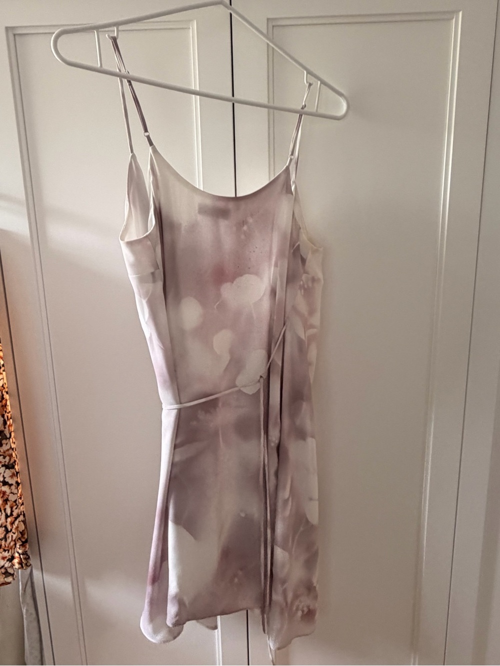 Babaton Mauve Watercolor Slip Mini Dress